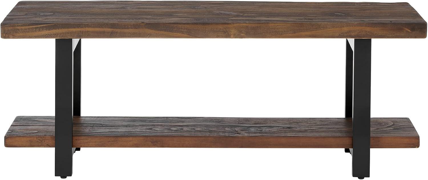 48&#34; Pomona Solid Wood and Metal Entryway Bench Brown - Alaterre Furniture