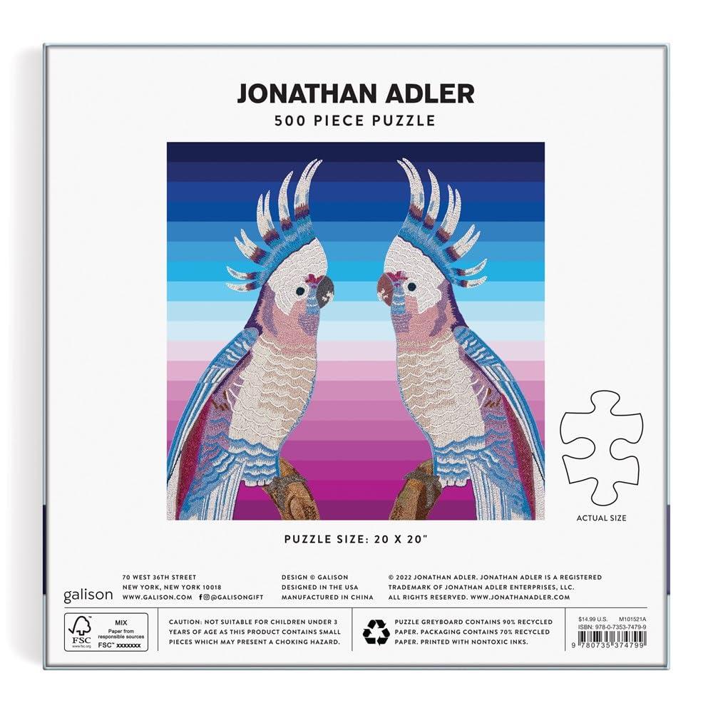 Galison Jonathan Adler Parrots 500 Piece Puzzle from Galison - 20" x 20" Puzzle Featuring Iconic Art by Jonathan Adler, Thick & Study Pieces, Challenging Jigsaw Puzzle for Adults, Great Gift Idea!