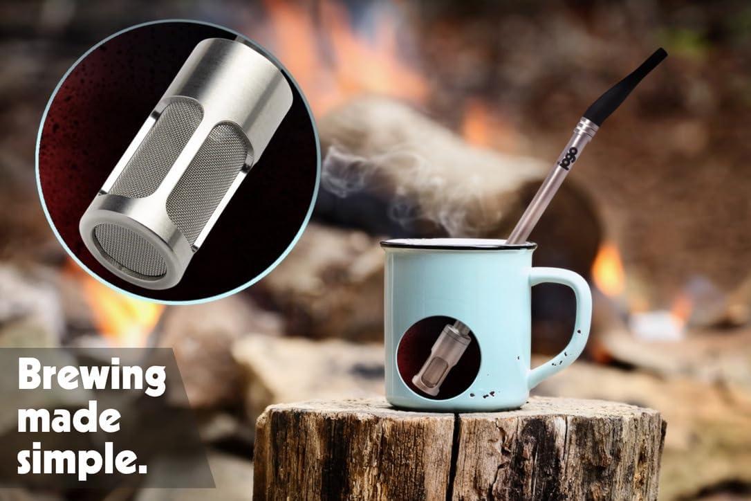 JoGo Stainless Steel Brewing Straw for Coffee, Tea, and More | Ultra-Portable and Reuseable | Great for Camping and Traveling