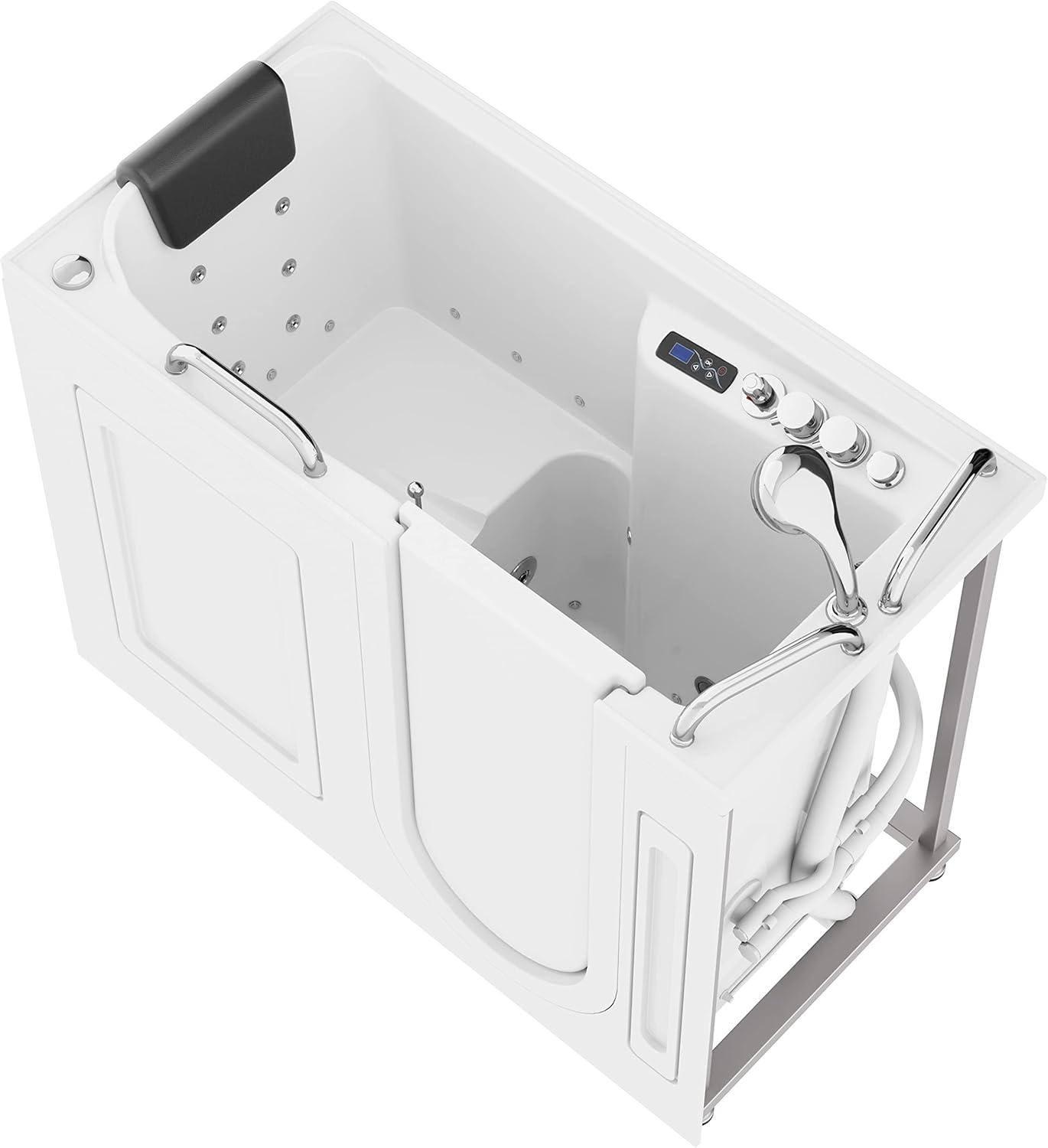 MediSpa 52.5'' White Acrylic Walk-In Bathtub with Air Jets