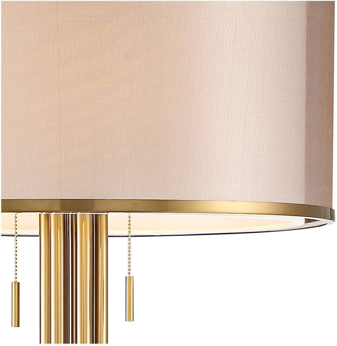 Possini Euro Design Granview Modern Floor Lamp 70 1/2" Tall Brass Metal Sheer Organza Outer Linen Inner Drum Shade for Living Room Bedroom Office Home