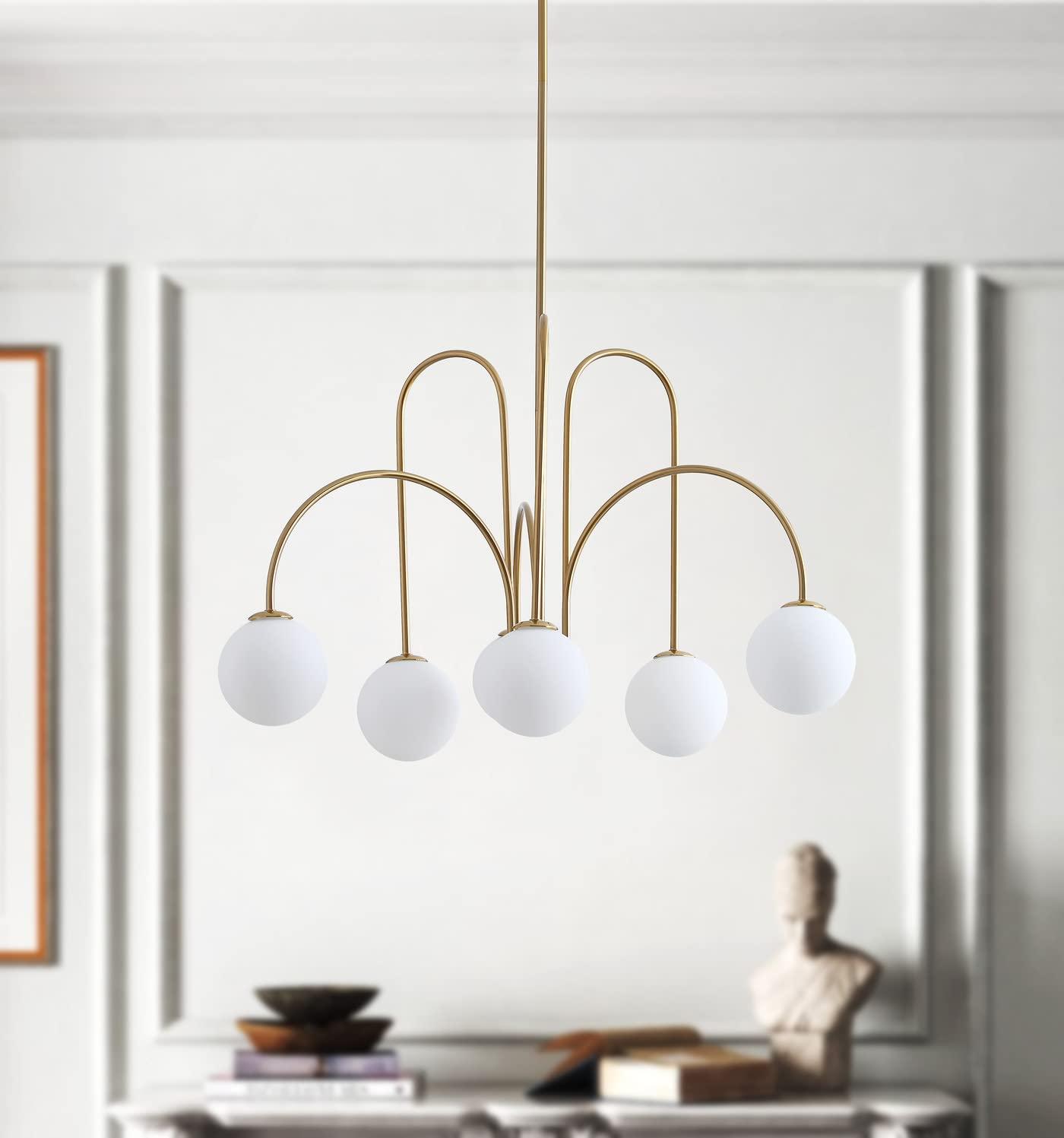 Abrial 6 - Light 25.98 inch Sputnik Empire Glass Shade Chandelier