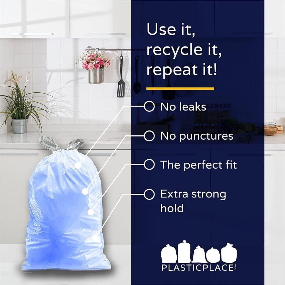Plasticplace Trash Bags Compatible with simplehuman Code D (100 Count) Blue Recycling Bags 5.3 Gallon / 20 Liter 15.75"" x 28"