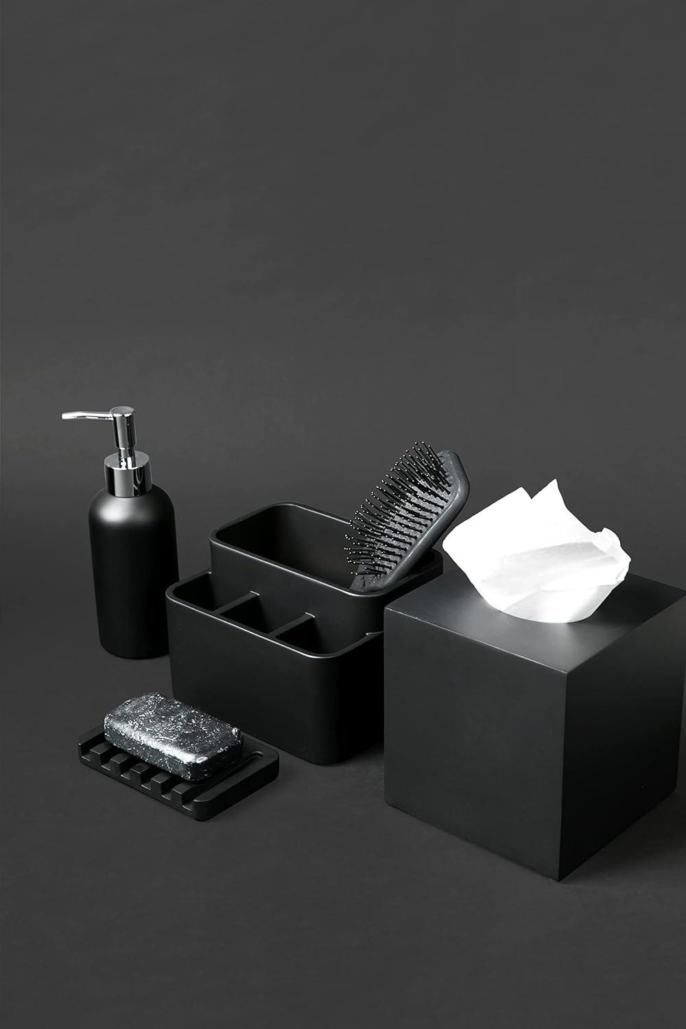 Essentra Home Matte Black Square Tissue Box Cover - Essentra Home - Matte Black Collection