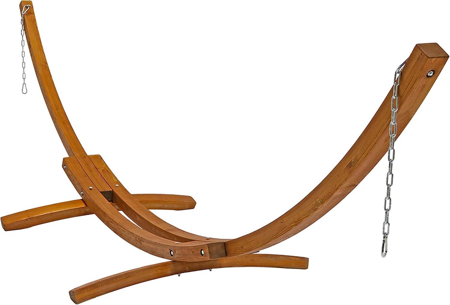 Sunnydaze Quilted Double Fabric 2-Person Hammock with Curved Arc Wood Stand - 400 lb Weight Capacity/13' Stand - Catalina Beach