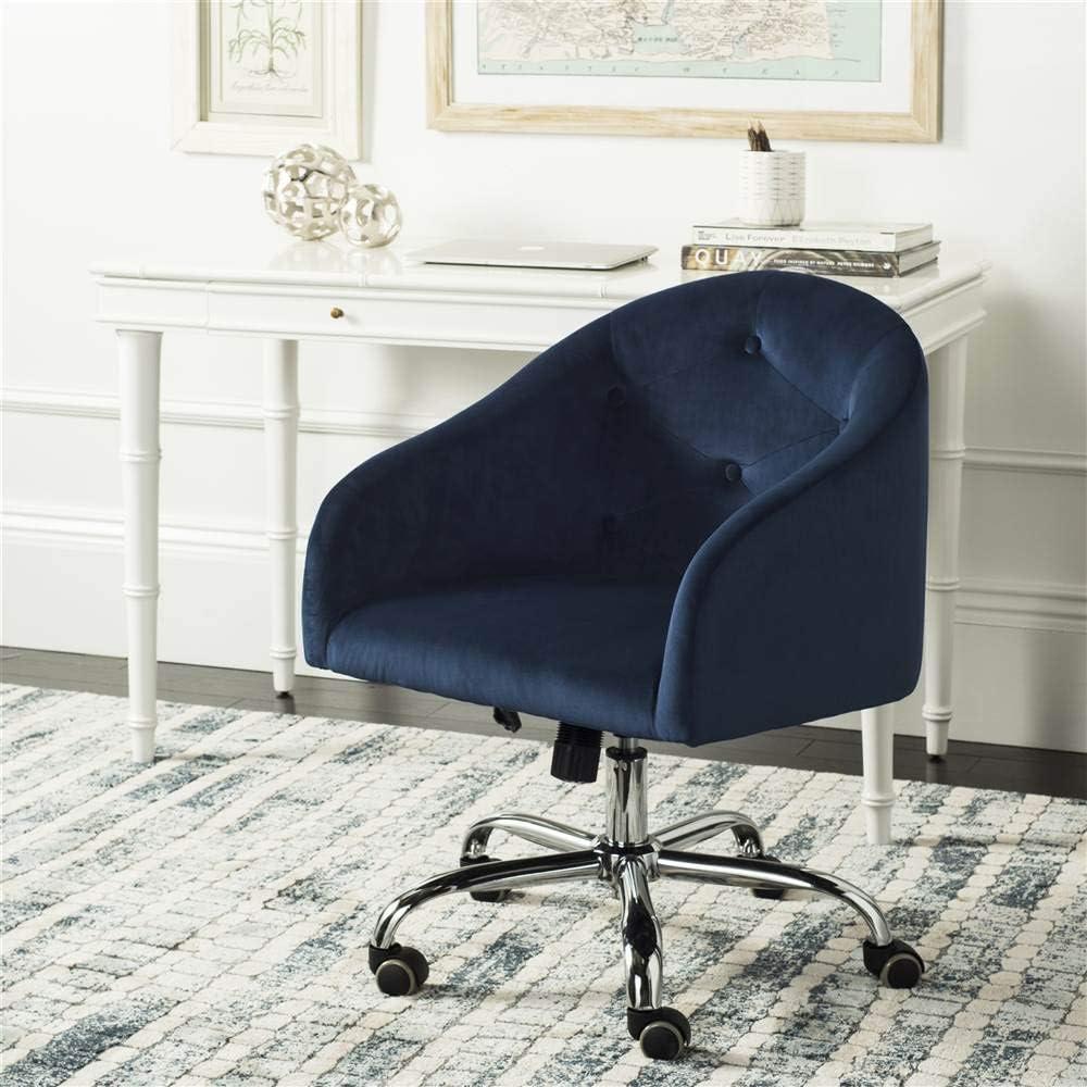 Amy Tufted Velvet Chrome Leg Swivel Office Chair - Chrome - Safavieh