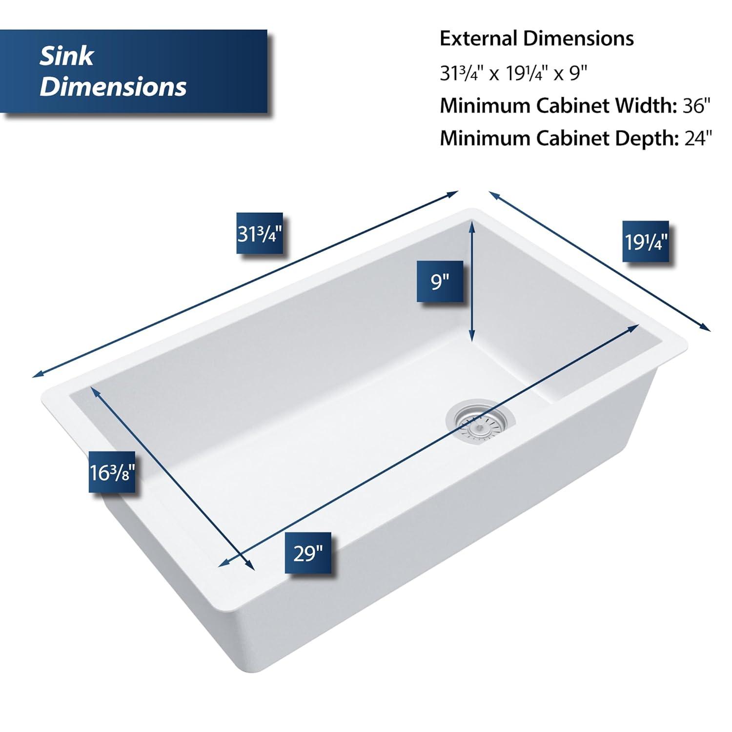 Karran Undermount Quartz Composite 31-3/4'' X 19-1/4'' Single Bowl Kitchen Sink