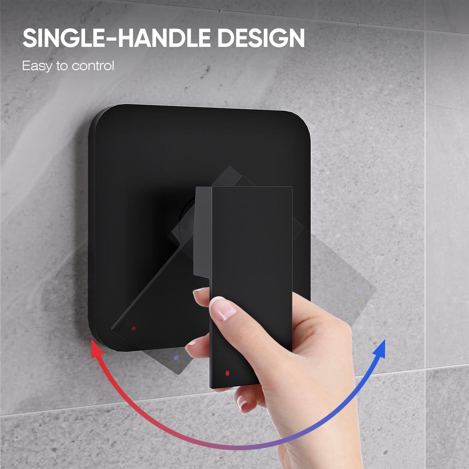 Matte Black Shower Faucet Set Bathroom Rain Shower System 8in Shower Head Combo