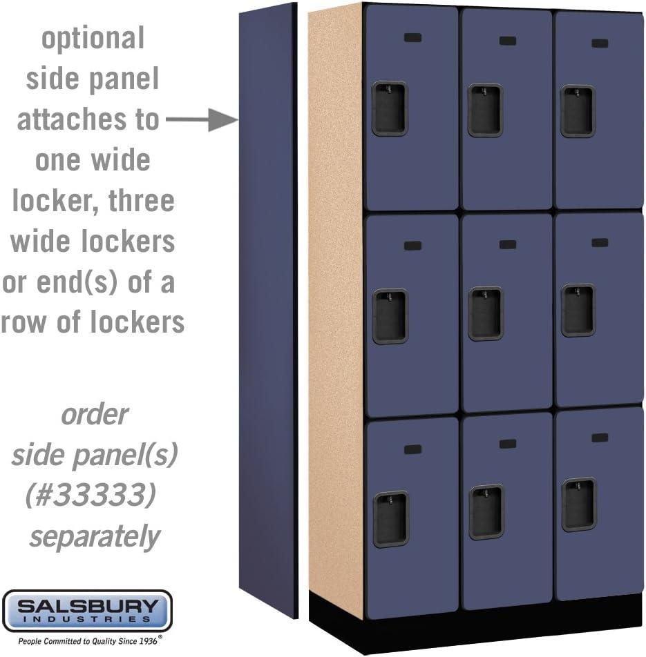 Blue Triple Tier Lockable Wood Locker with Steel Handles