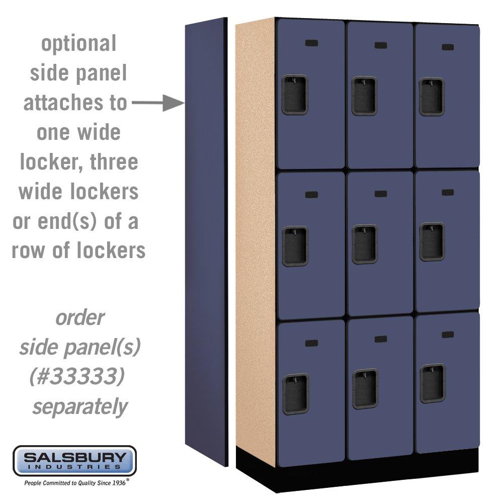 Blue Triple Tier Lockable Wood Locker with Steel Handles