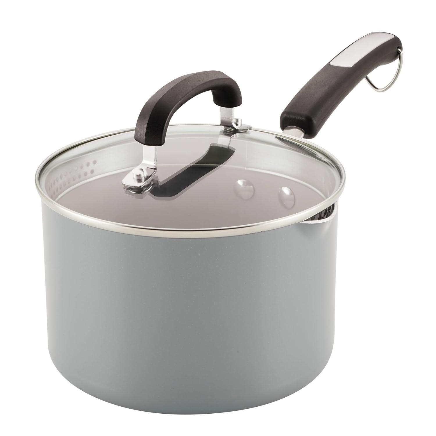 Farberware Eco Advantage Ceramic Nonstick Straining Saucepan With Lid, 3-Quart