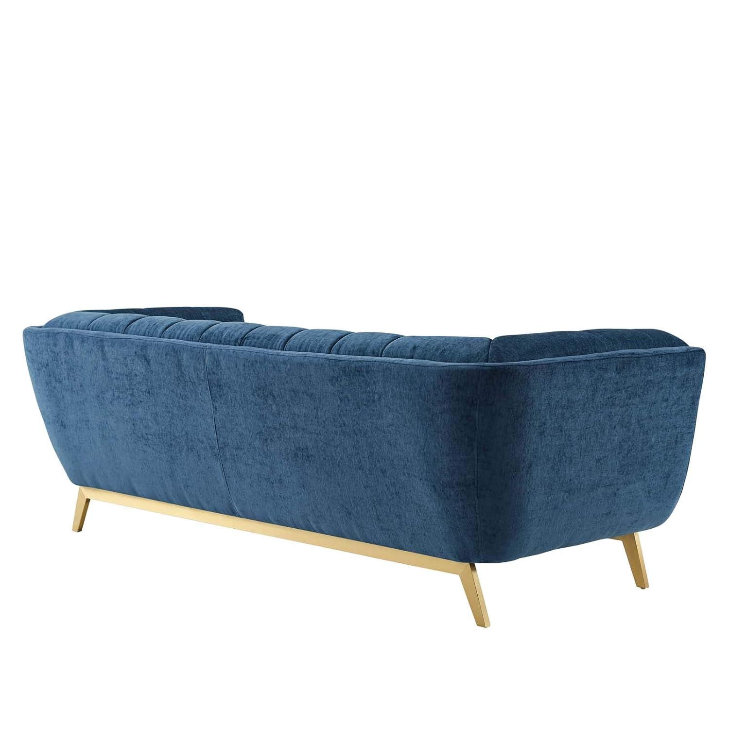 Sofa, Velvet, Blue Navy, Modern Contemporary Urban Design, Living Lounge Room Hotel Lobby Hospitality