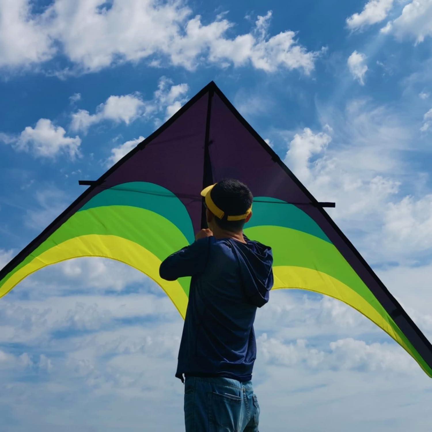 Gaint Kite for Adults Easy to Fly, 9ft Huge Delta Kite Come with 98ft Tail