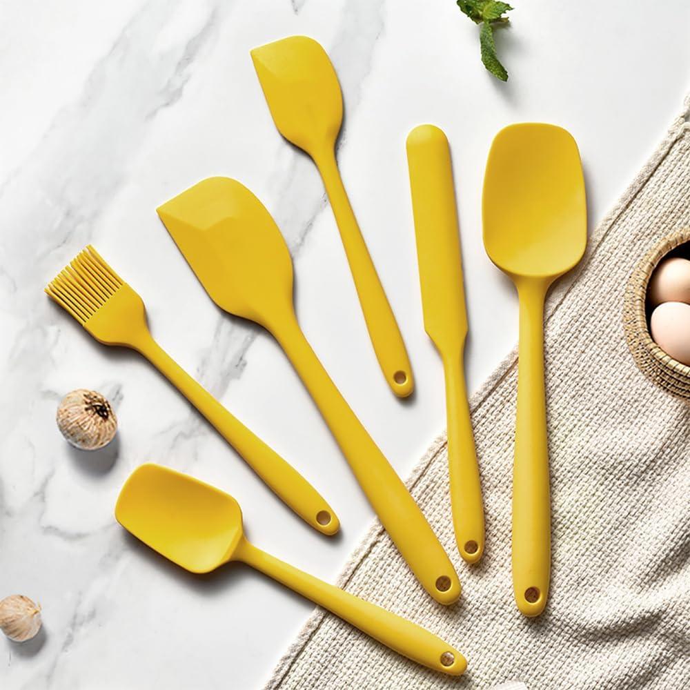 6-Piece Yellow Silicone Spatula and Brush Set