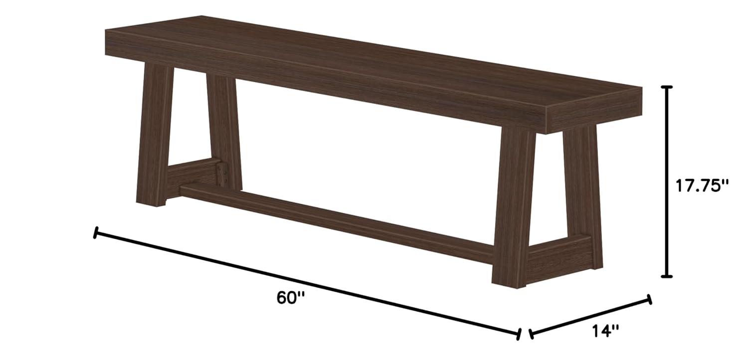 Plank+Beam  60" Classic Solid Wood Dining Bench, Bench for Dining Table