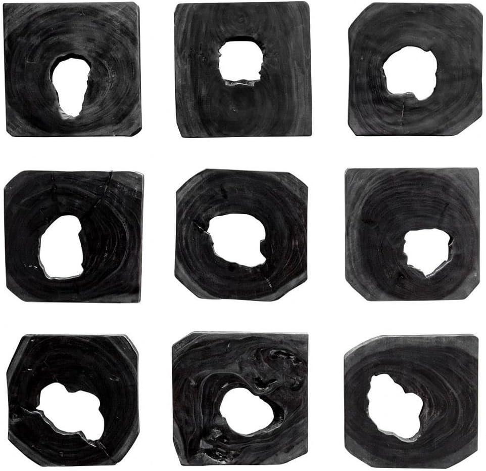 Bahati 16" Ebony Wood Contemporary Wall Art Set of 9