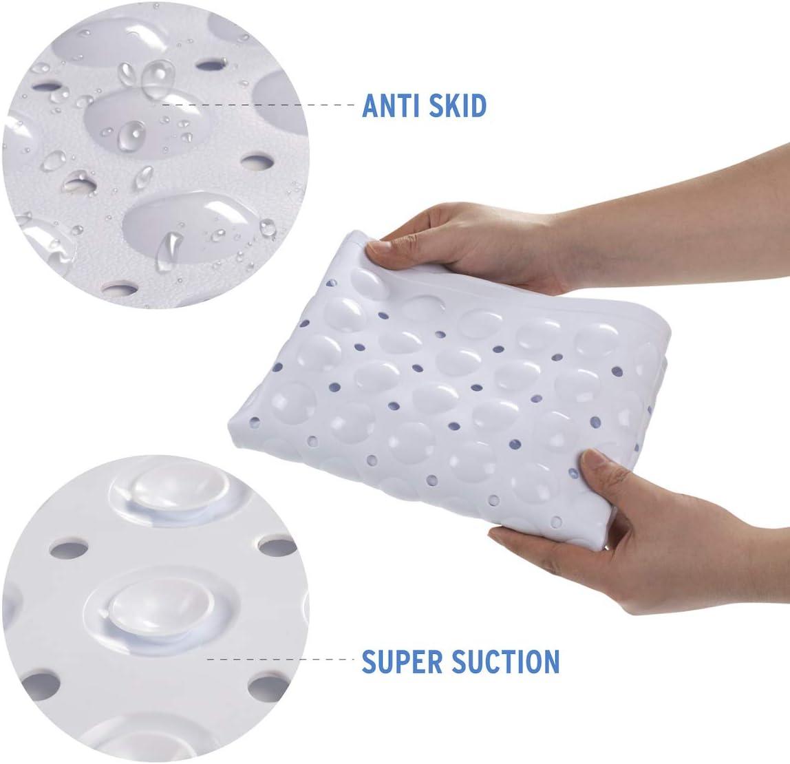 AmazerBath Bath Tub Mat, Medium Size 27.6 x 15 Inches Non-Slip Shower Mats with Suction Cups and Drain Holes, Bathroom Bathtub Mats Machine Washable (Clear)
