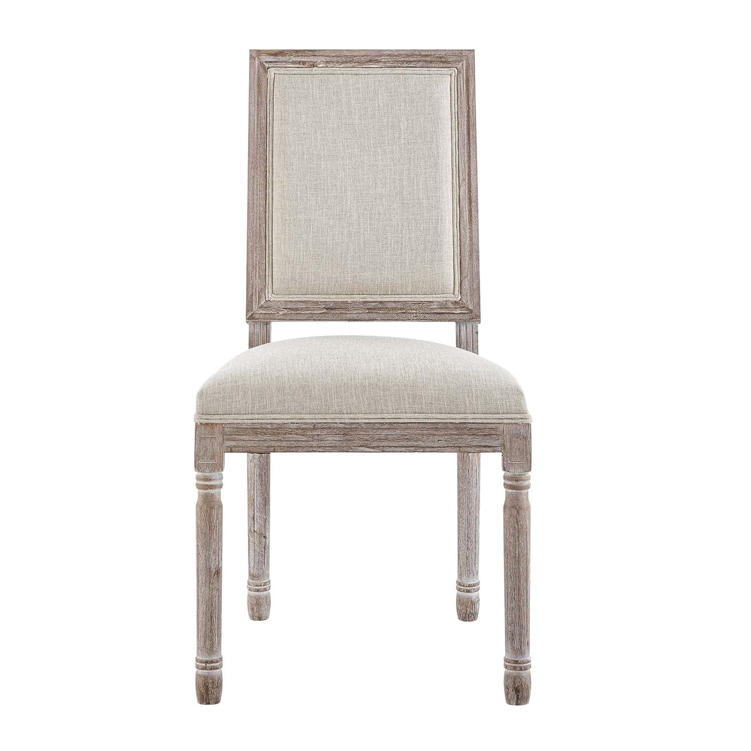 Court Vintage French Upholstered Fabric Dining Side Chair Beige - Modway