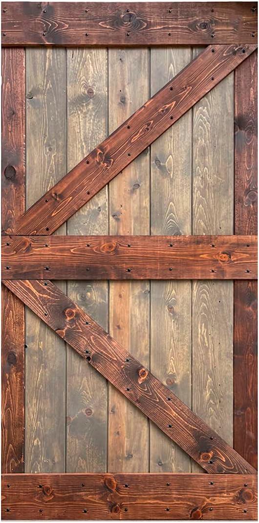 K Style Series 42in.X 84in.Brown/Walnut Finished DIY Knotty Pine Wood Sliding Barn Door Slab