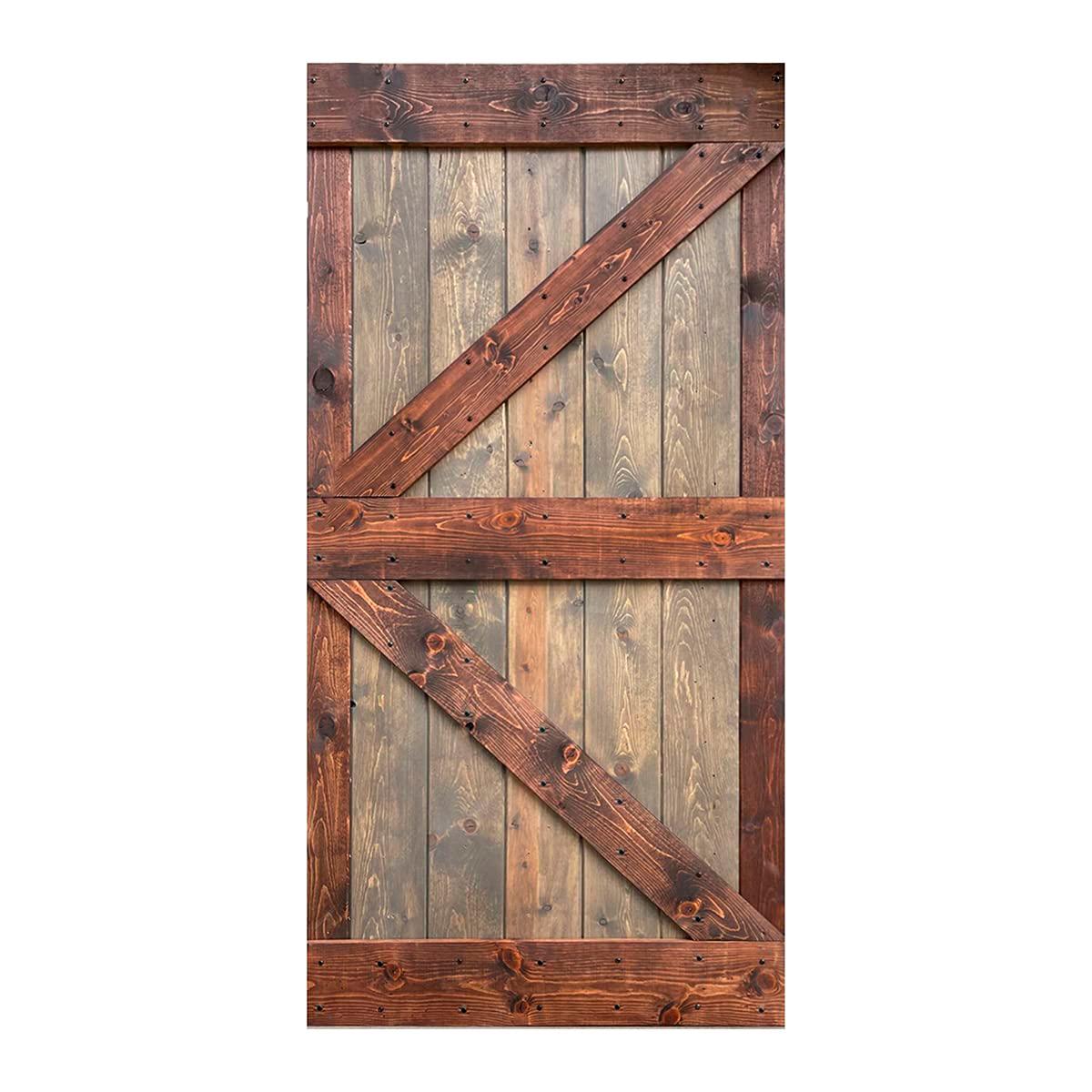 K Style Series 42in.X 84in.Brown/Walnut Finished DIY Knotty Pine Wood Sliding Barn Door Slab