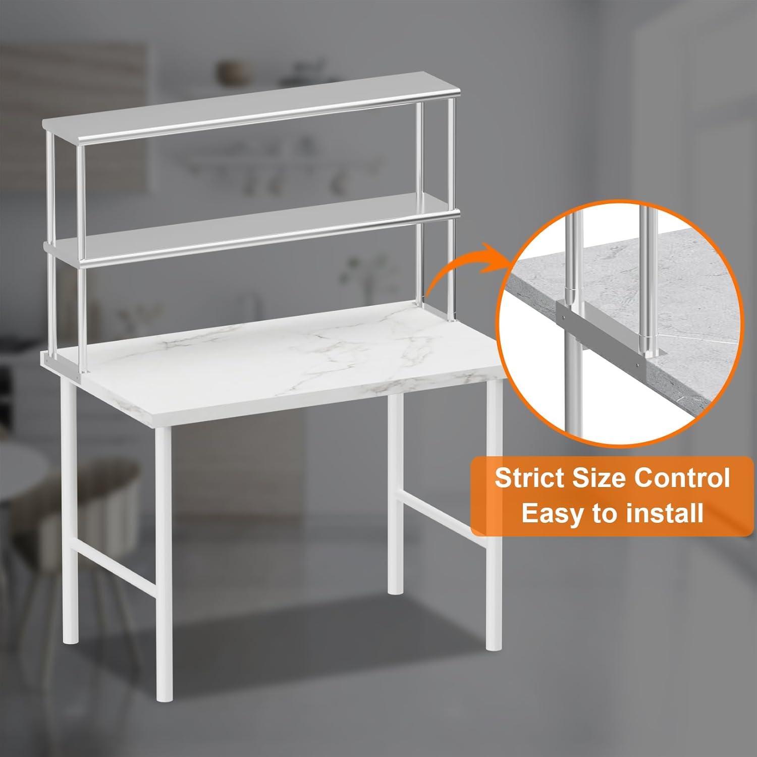 Stainless Steel Adjustable Double Deck Overshelf for Prep Table, 12'' x 60''