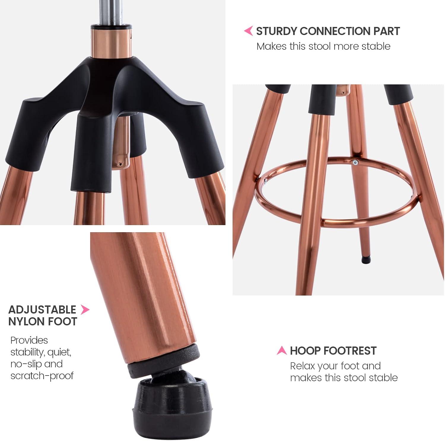 Brage Living 29-32.5 Inch Industrial Adjustable Bar Stool, Swivel Round Seat Metal Barstool with Legs, Backless Heavy Duty Airlift Bar Chair for Kitchen Dining Pub Cafe (Black)