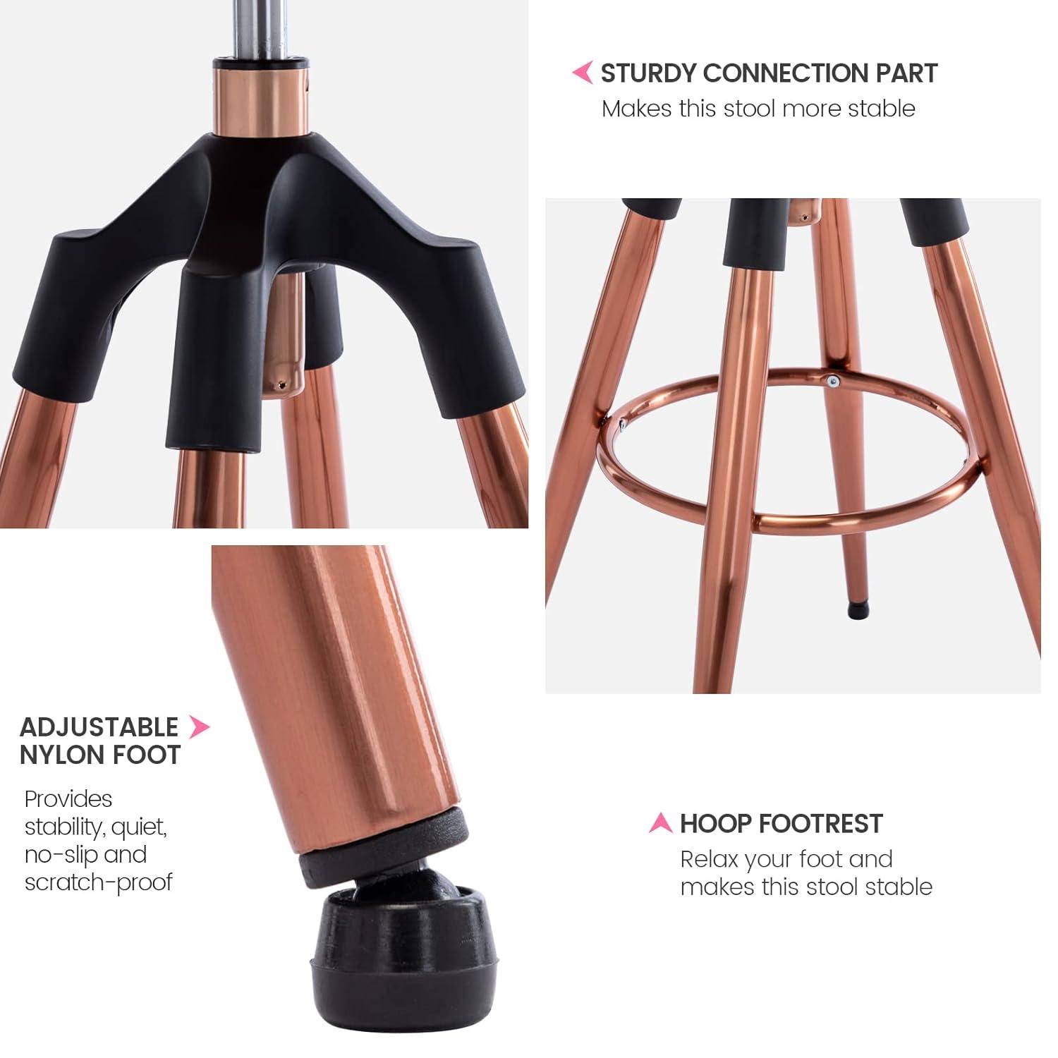 Brage Living 29-32.5 Inch Industrial Adjustable Bar Stool, Swivel Round Seat Metal Barstool with Legs, Backless Heavy Duty Airlift Bar Chair for Kitchen Dining Pub Cafe (Black)