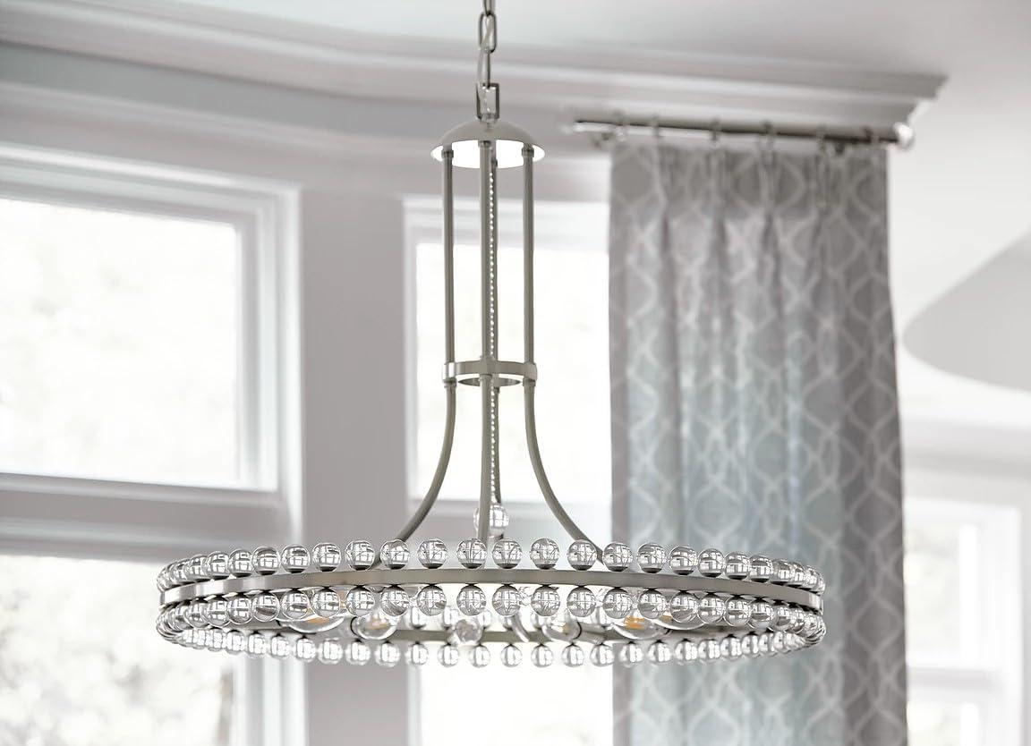 Brushed Nickel and Glass 12-Light Chandelier
