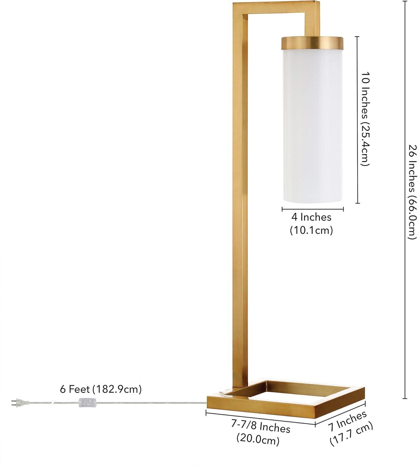 Henn&Hart 19" Brass Finish Metal/Fabric Floor Lamp