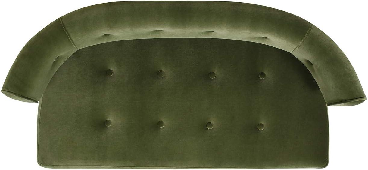 Jennifer Taylor Home Jared Roll Arm Tufted Bench Settee, Olive Green Velvet