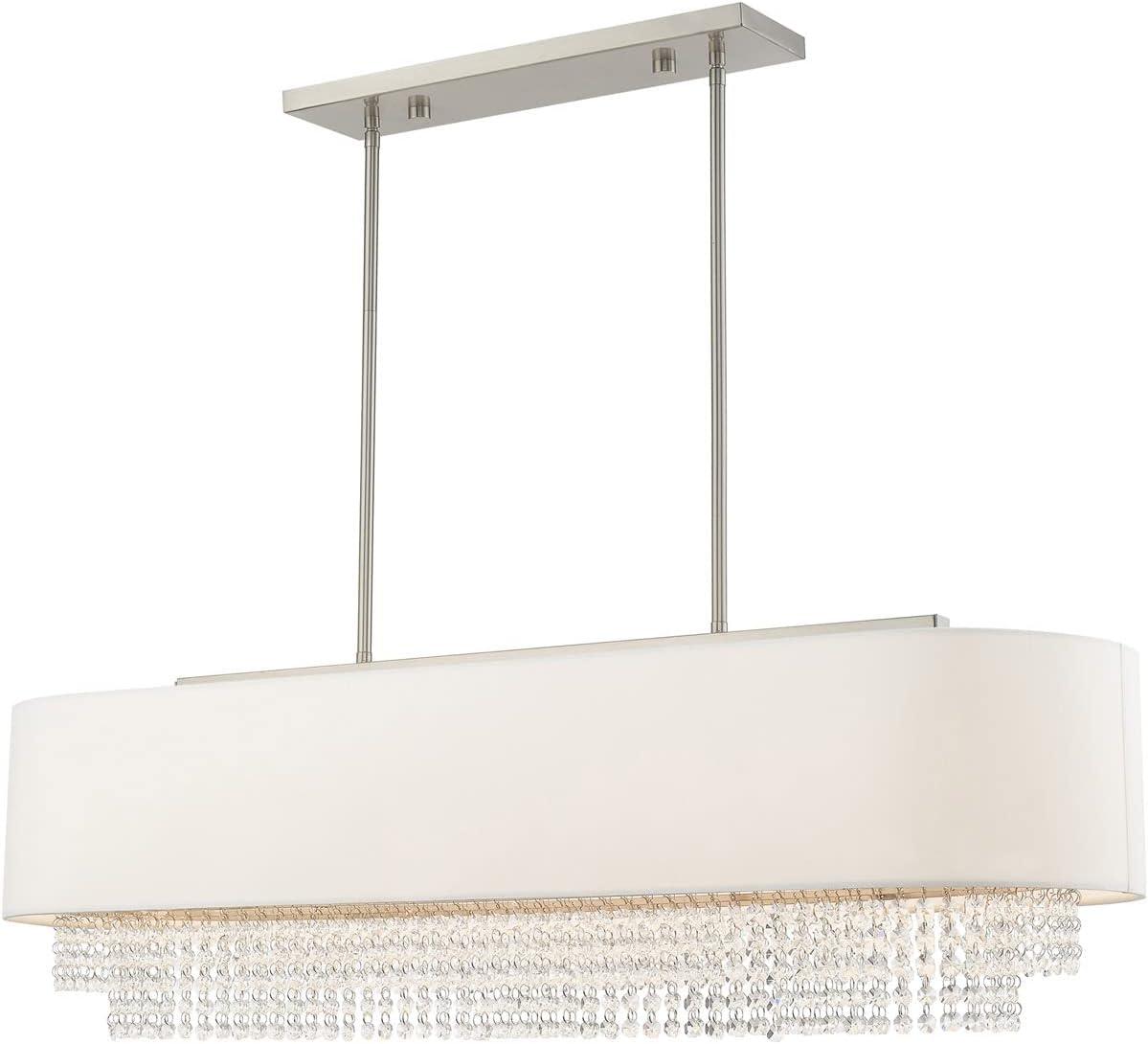 Carlisle 5-Light Linear Chandelier in Brushed Nickel with Crystal Accents