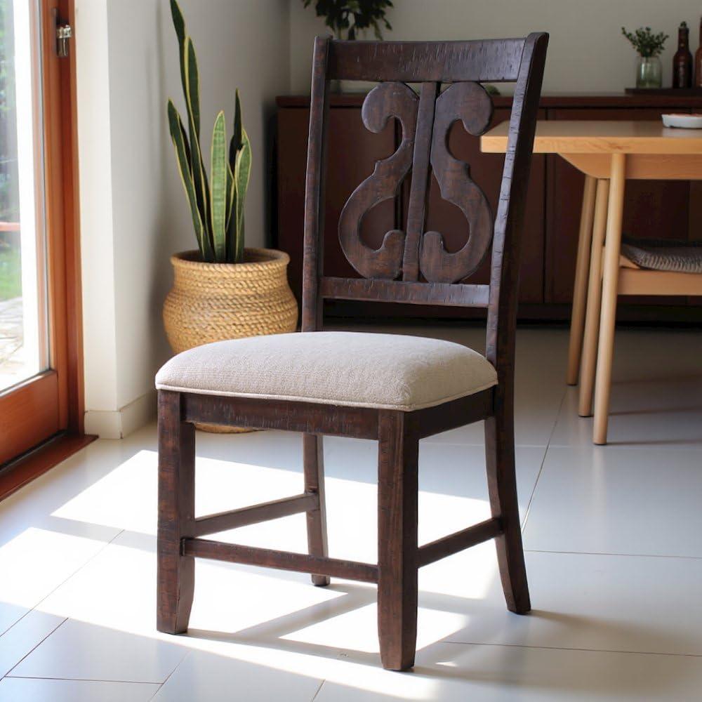 Stanford Wooden Swirl Back Chair Brown - Picket House Furnishings: Mid-Century Modern, Upholstered Seat