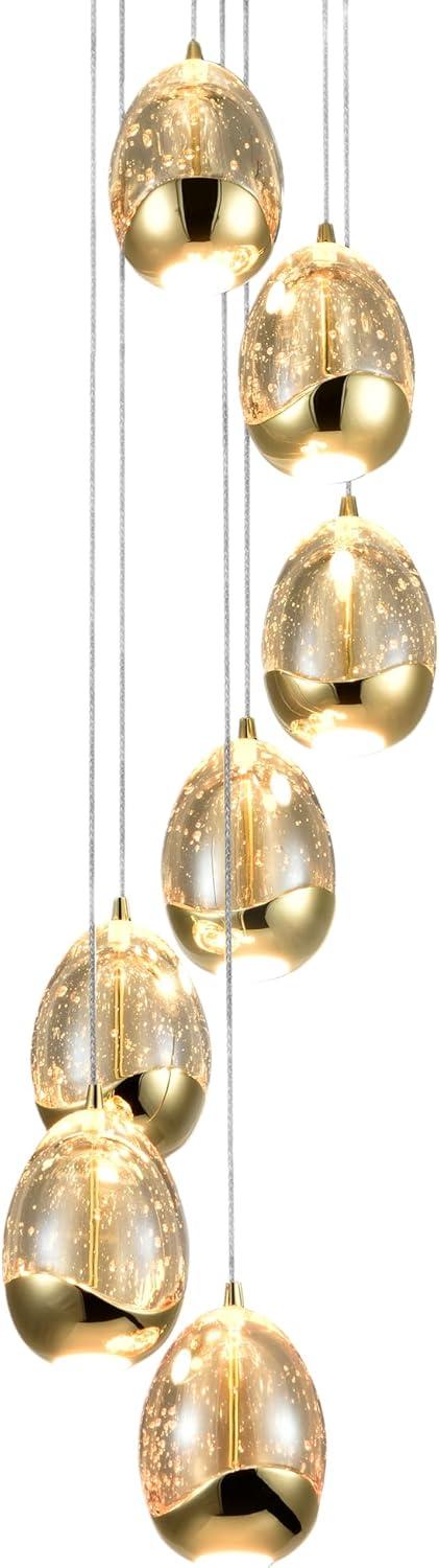 Venezia Champagne Glass Teardrop LED Chandelier in Gold