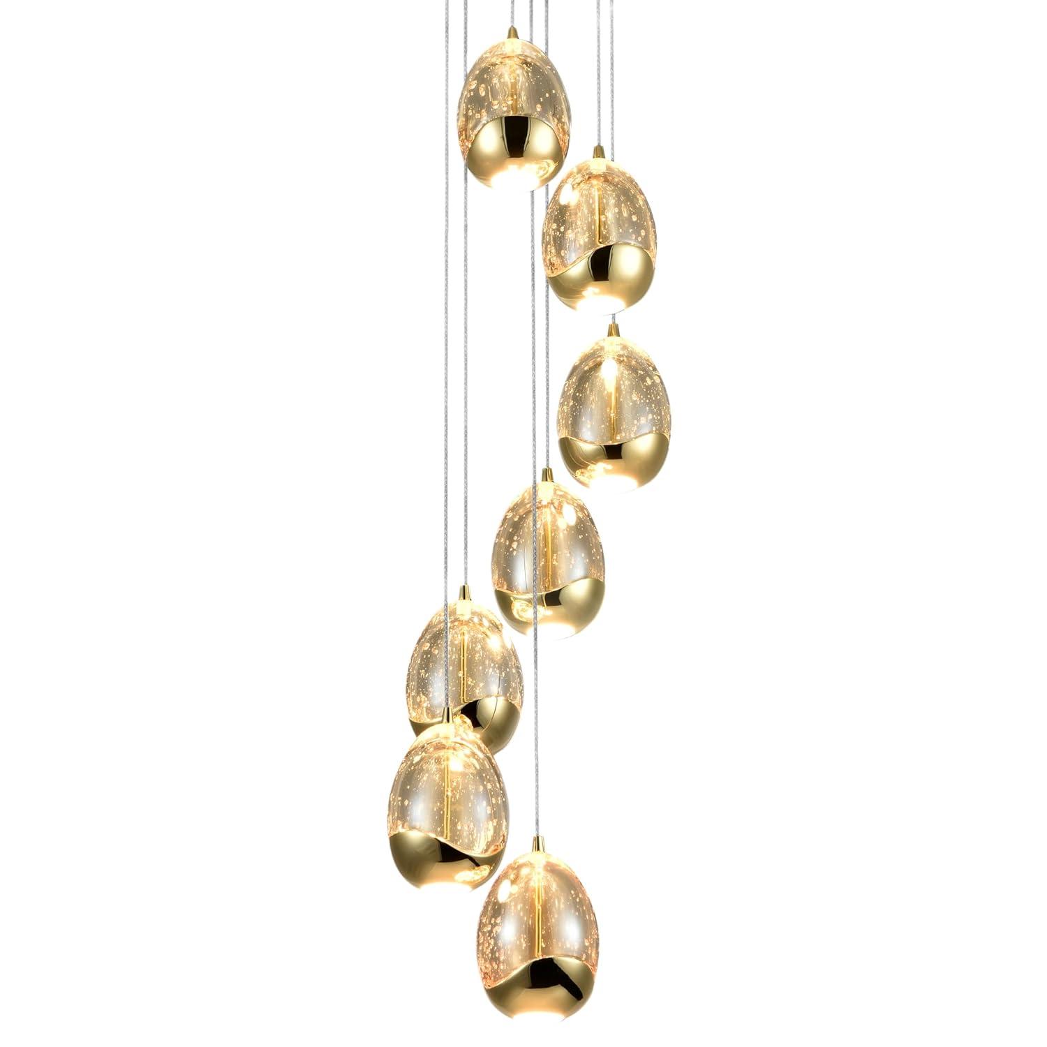 VONN Lighting Venezia 7-Light Pendant Height Adjustable ETL Certified LED Teardrop Chandelier, Globe Glass Shades