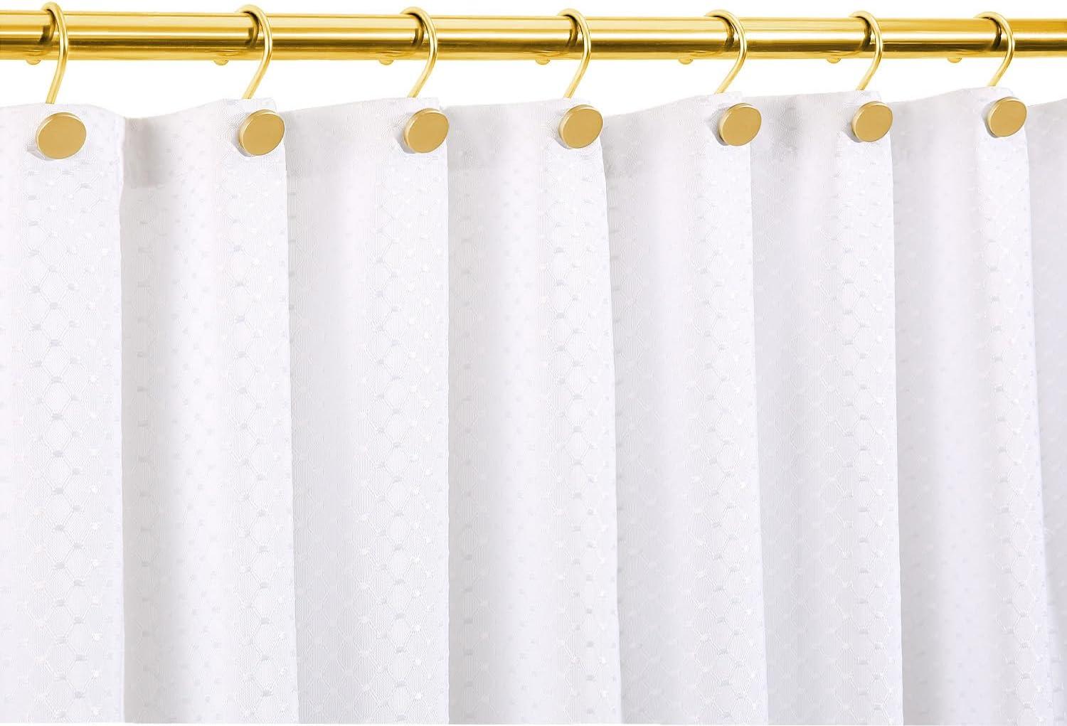 Shower Curtain Hooks, Shower Curtain Rings, Heavy Duty Modern Decorative Gold Shower Curtain Hooks Rust Proof Smooth Glide Shower Hooks for Shower Curtain Bathroom Shower Rod Hook, 12Pcs Luxury Gold