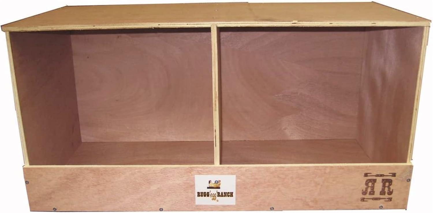 Rugged Range Products Duplex 24 x 12 x 12 Inch Flat Wooden Dual Compartment Chicken Coop Interior Poultry Bird Egg Animal Nesting Box for 2 to 4 Hens