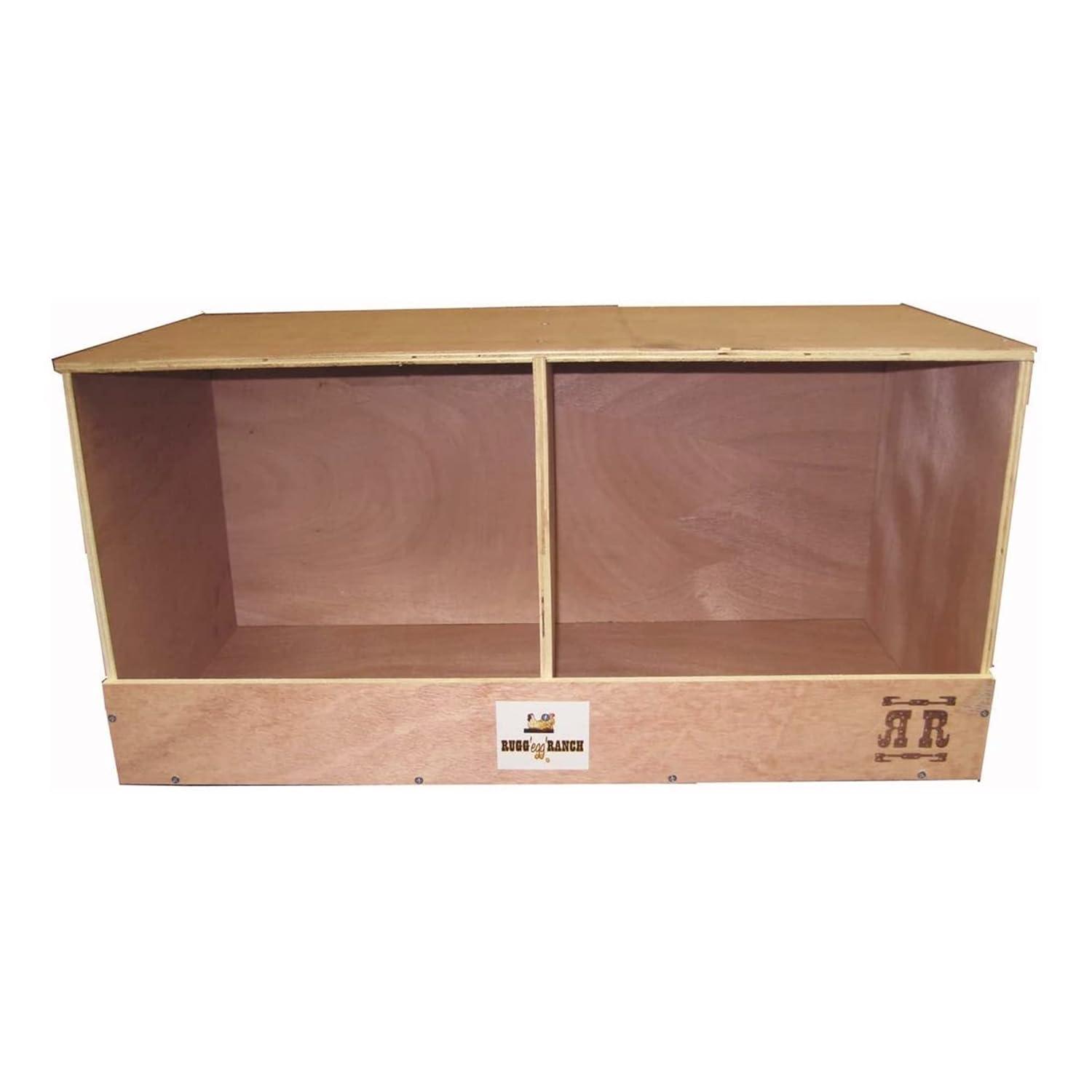 Rugged Range Products Duplex 24 x 12 x 12 Inch Flat Wooden Dual Compartment Chicken Coop Interior Poultry Bird Egg Animal Nesting Box for 2 to 4 Hens