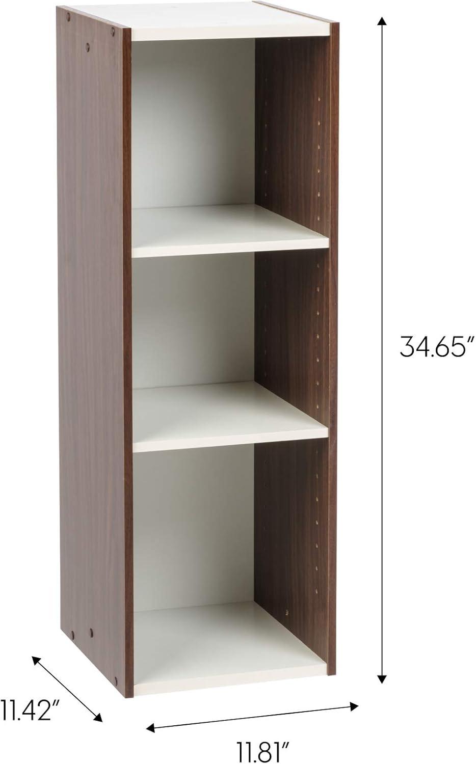 Walnut Brown Modular Cubby Bookshelf with Adjustable Shelves