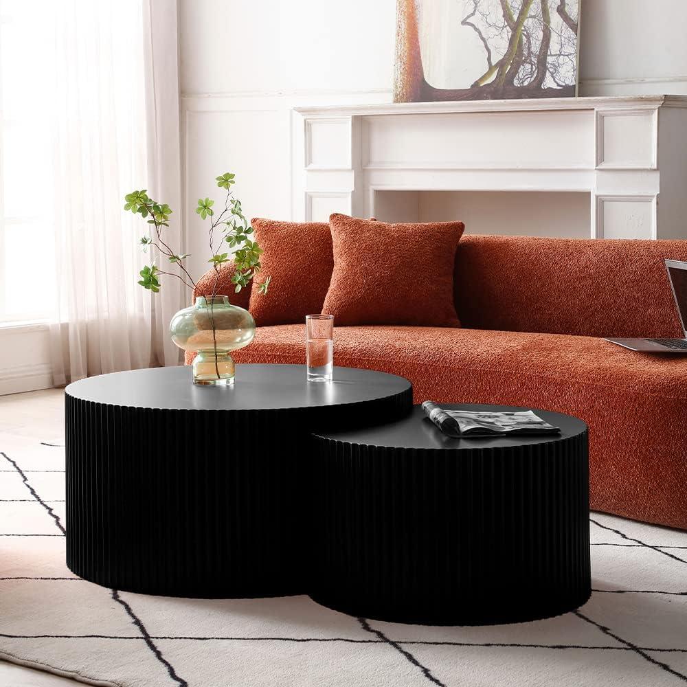 Williamspace Nesting Coffee Table Set, Modern Luxury, 2 Pieces, Black
