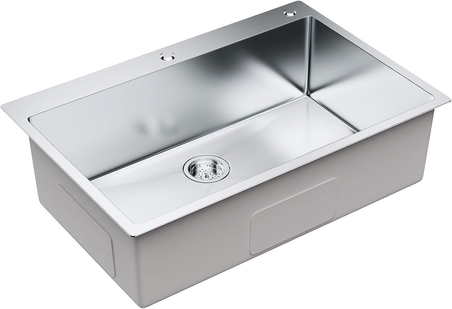 33'' L Flush Single Bowl Stainless Steel Kitchen Sink