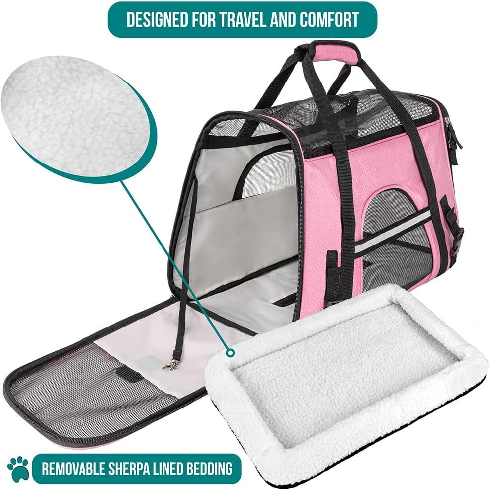 PetAmi Airline Approved Pet Carrier for Cat Dog, Soft Sided Travel Supplies Accessories, Ventilated Carrying Bag Kitten Puppy