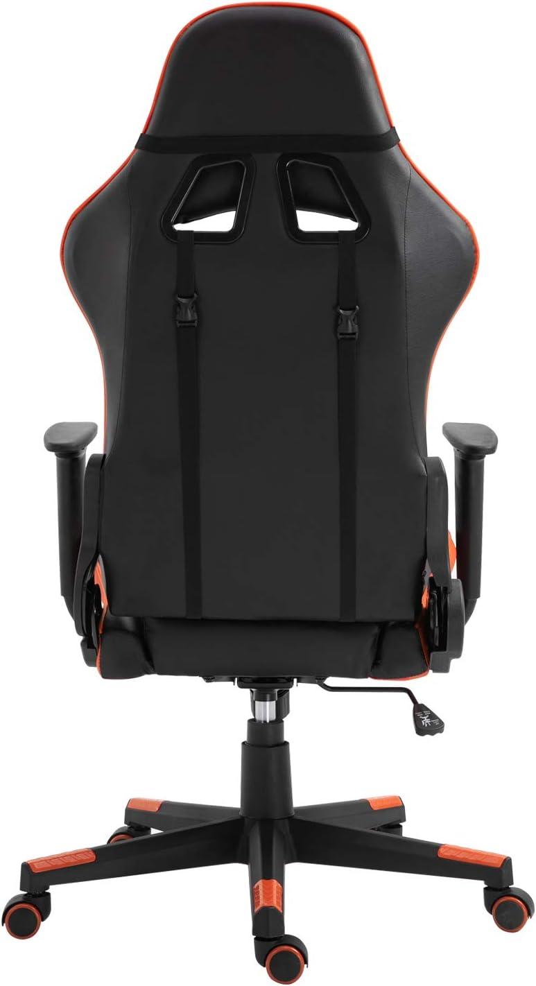 Gaming Chair Office Desk Chair Ergonomic Reclining Computer Chair Height Adjustable Swivel Recliner with Headrest Lumbar Support, Black Orange