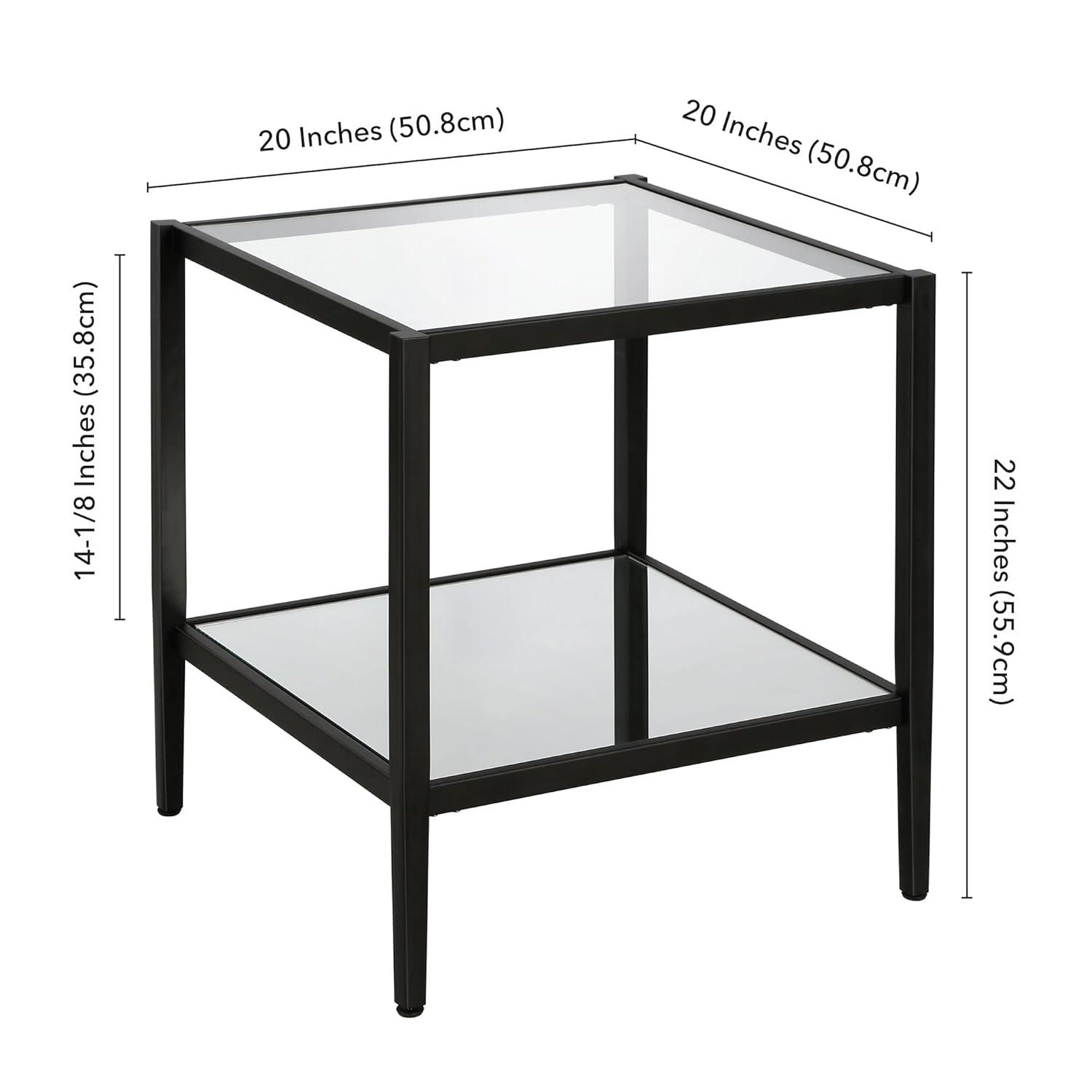 Evelyn&Zoe Hera 20" Wide Square Side Table with Mirror Shelf, Blackened Bronze