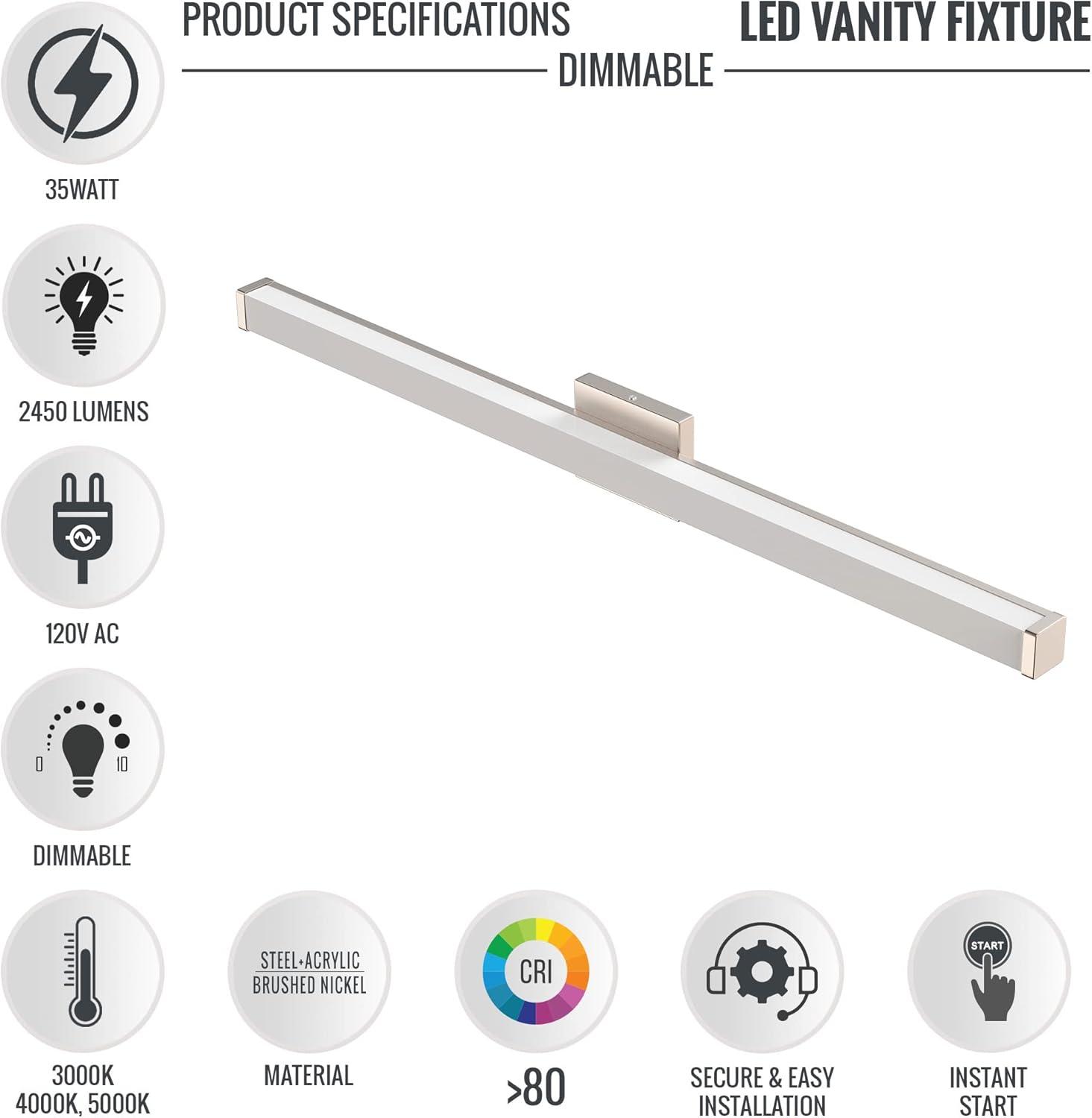 48" Alpa 1-Light Dimmable Waterproof Vanity Lighting Rectangle LED 35W Vanity Light