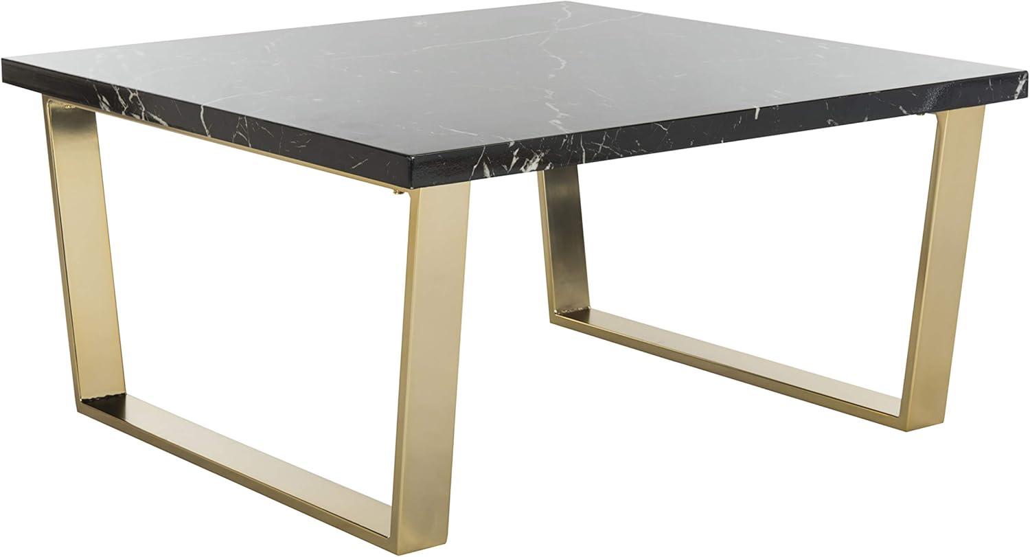 Carmen Black Marble and Brass Square Coffee Table