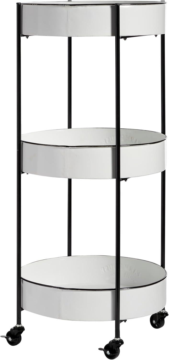 34'' x 16'' Farmhouse Metal Storage Cart White - Olivia & May: Decorative Storage Bins, Tabletop Bin, Adult Assembly Required