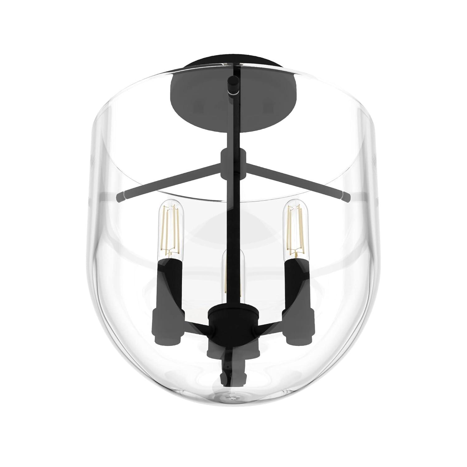 Hunter Sacha Natural Iron 3 Light Flush Mount Ceiling Light Fixture