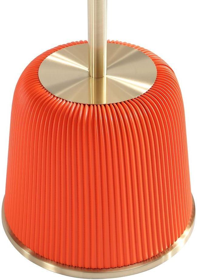 Manhattan Comfort Set of 2 Anderson Leatherette Upholstered End Tables with Gold Tabletop Orange: Round, No Assembly, Stainless Steel Frame