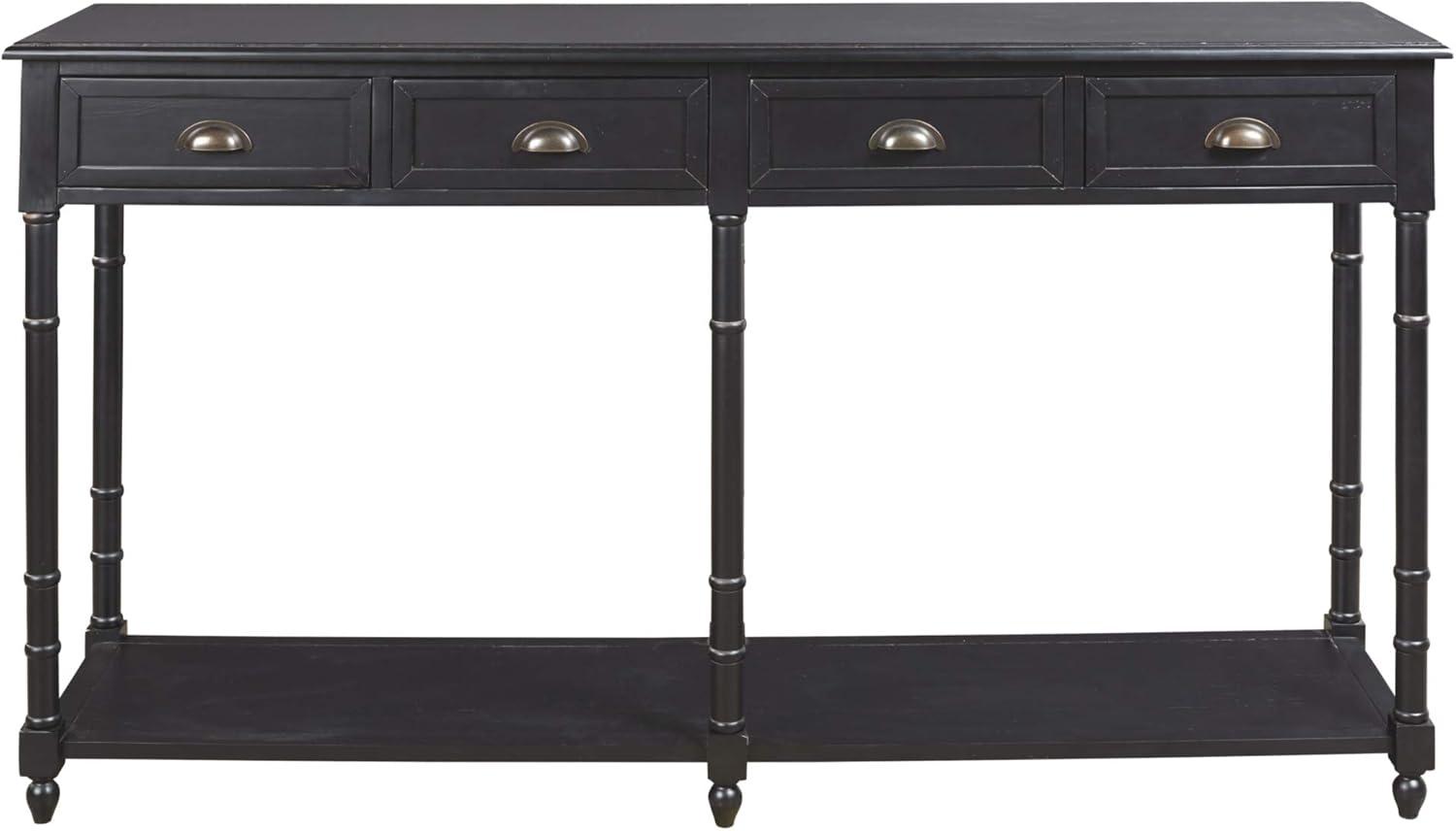 Transitional Black Wood Console Table with Storage
