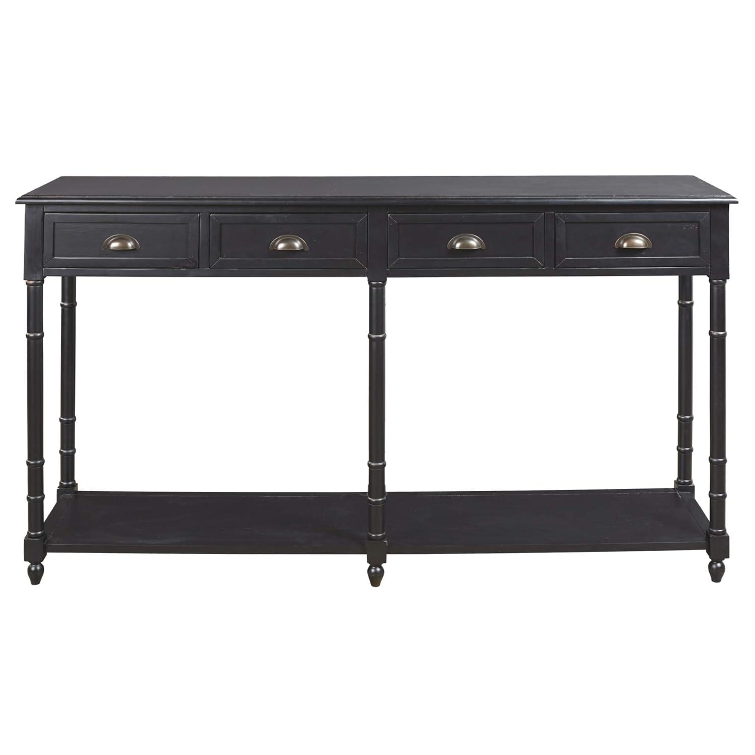 Signature Design by Ashley Eirdale Vintage Casual 4 Drawer Console Sofa Table, Black